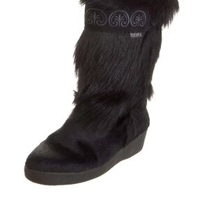 Tecnica Ponyhair Embroidered Accent Boots - Black NWOT 6.5M